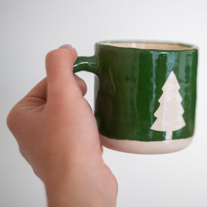 Christmas Coffee Mug - Handmade Mug Set, Pottery Mug Forest Theme