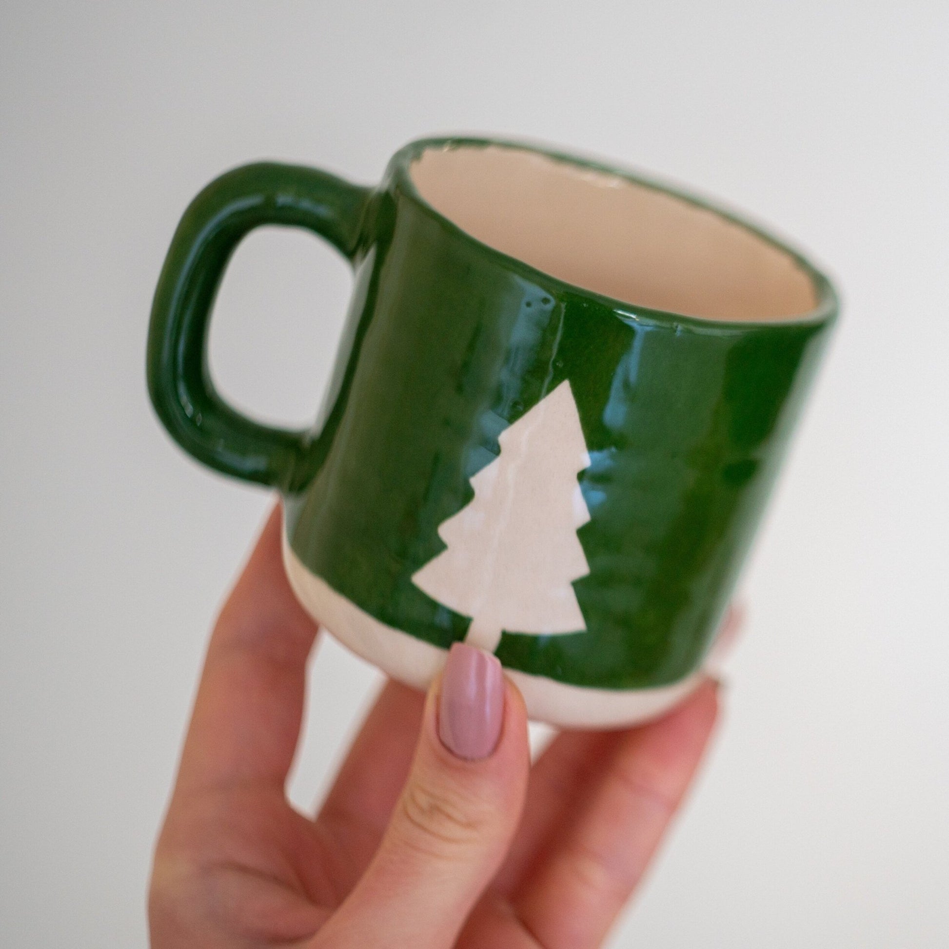 Christmas Coffee Mug - Handmade Mug Set, Pottery Mug Forest Theme