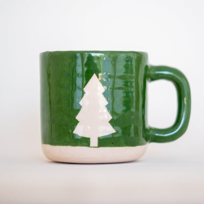 Christmas Coffee Mug - Handmade Mug Set, Pottery Mug Forest Theme