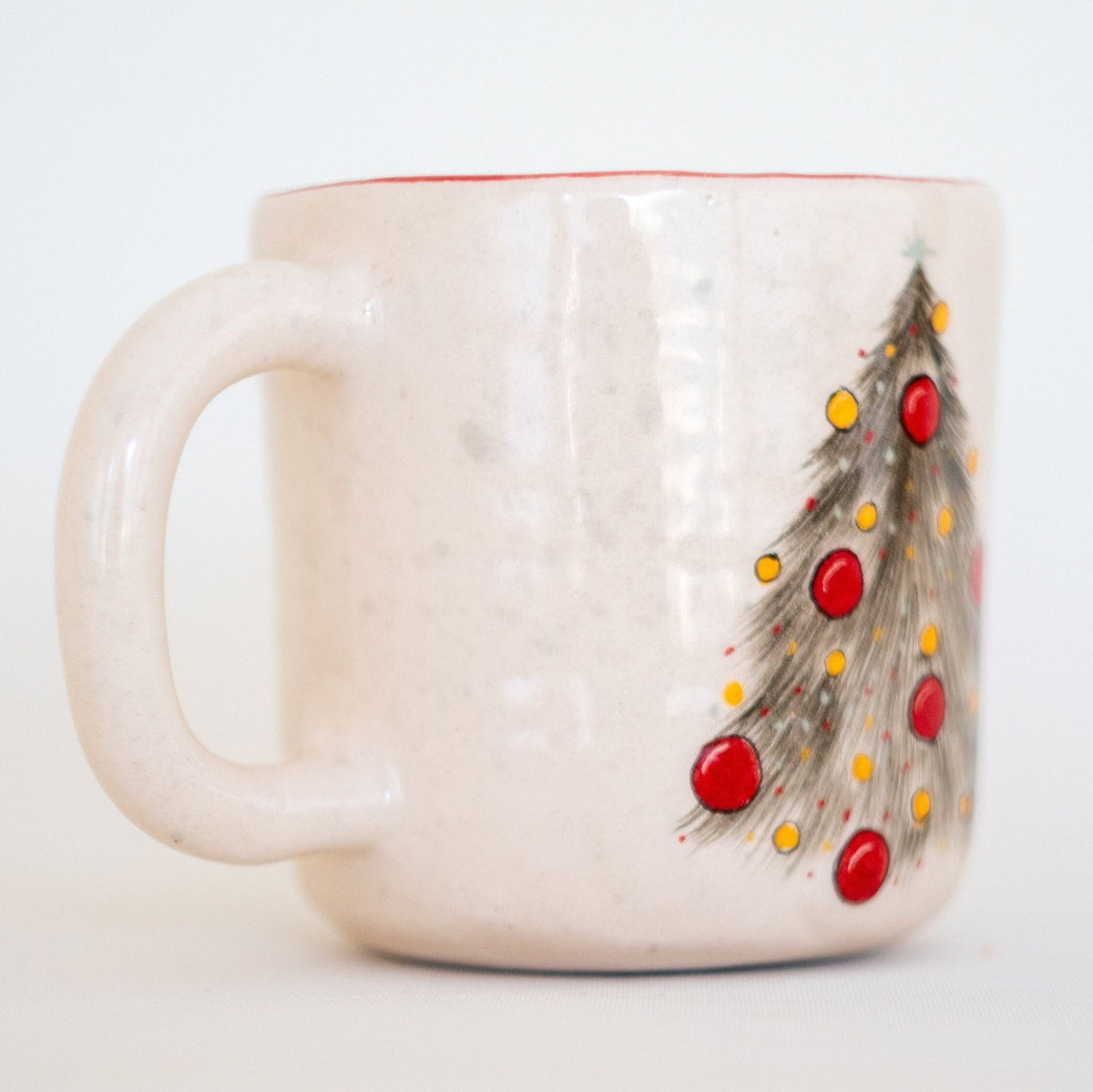 Christmas Coffee Mug - Handmade Pottery, Christmas Tree Decorated Mug