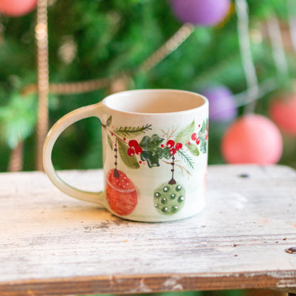 Christmas Coffee Mug - Ornament Decor, Handmade Ceramic Coffee Mug, Unique Holiday Gift