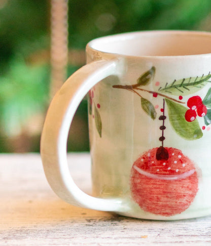 Christmas Coffee Mug - Ornament Decor, Handmade Ceramic Coffee Mug, Unique Holiday Gift