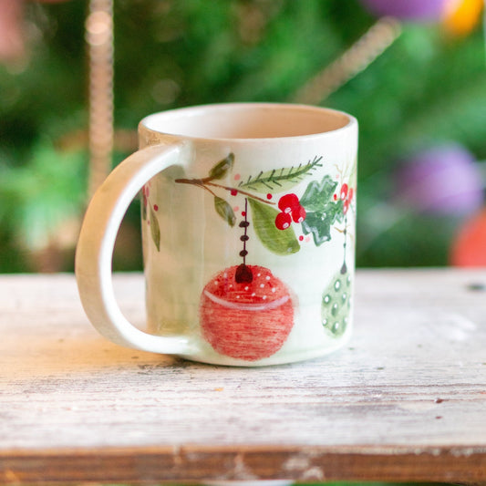 Christmas Coffee Mug - Ornament Decor, Handmade Ceramic Coffee Mug, Unique Holiday Gift