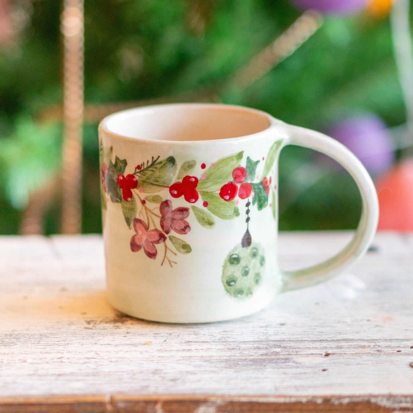 Christmas Coffee Mug - Ornament Decor, Handmade Ceramic Coffee Mug, Unique Holiday Gift