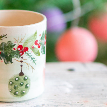 Christmas Coffee Mug - Ornament Decor, Handmade Ceramic Coffee Mug, Unique Holiday Gift