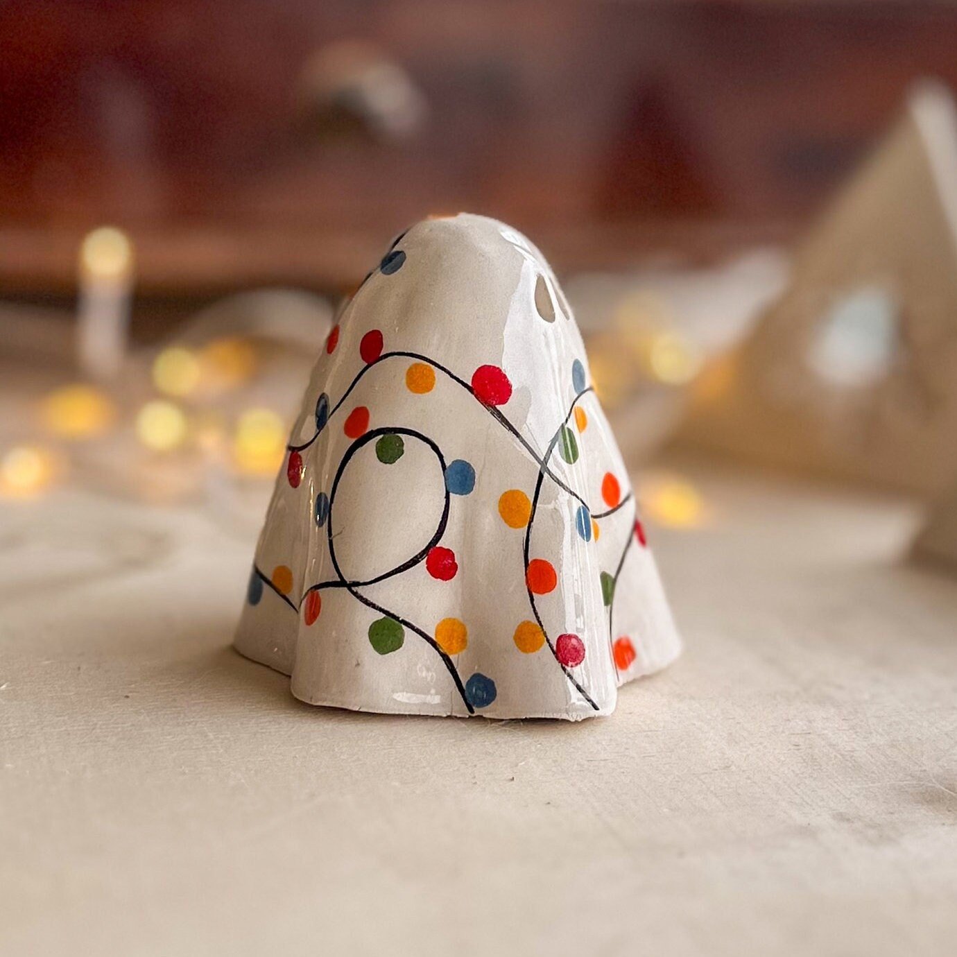 Christmas Decor Tea Light Holder, Ghost Incense Holder, Handmade Holiday Gift