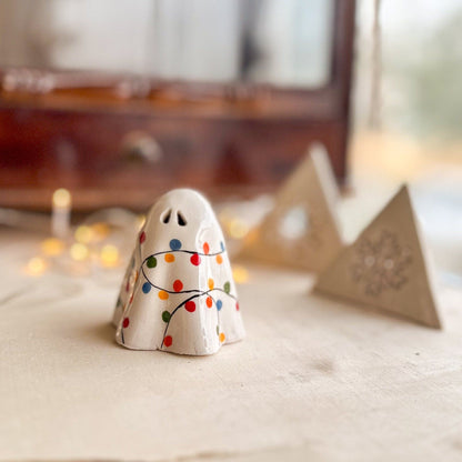 Christmas Decor Tea Light Holder, Ghost Incense Holder, Handmade Holiday Gift