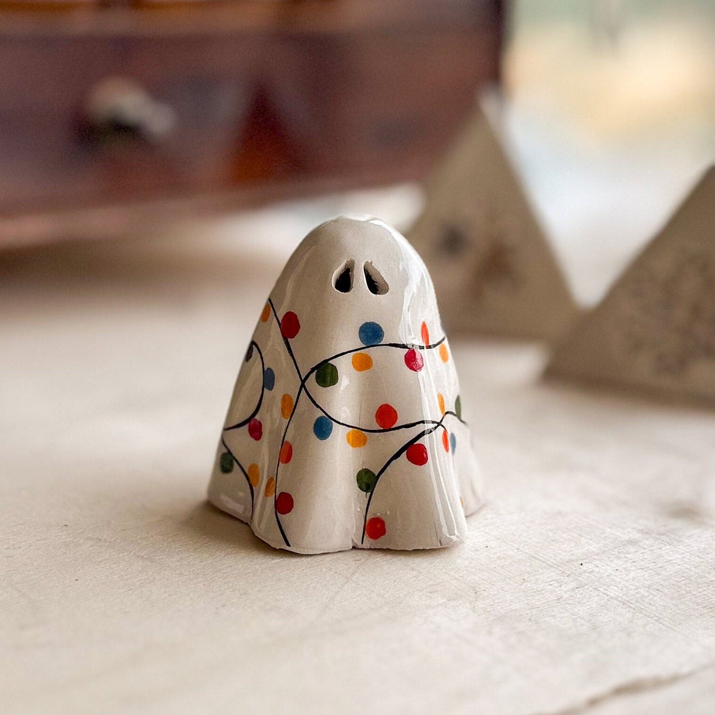 Christmas Decor Tea Light Holder, Ghost Incense Holder, Handmade Holiday Gift