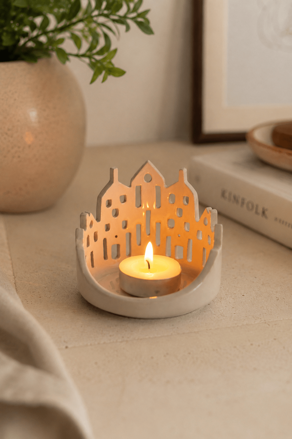 Cityscape Tea Light Holder - Living Room Decor, Unique Candle Holder