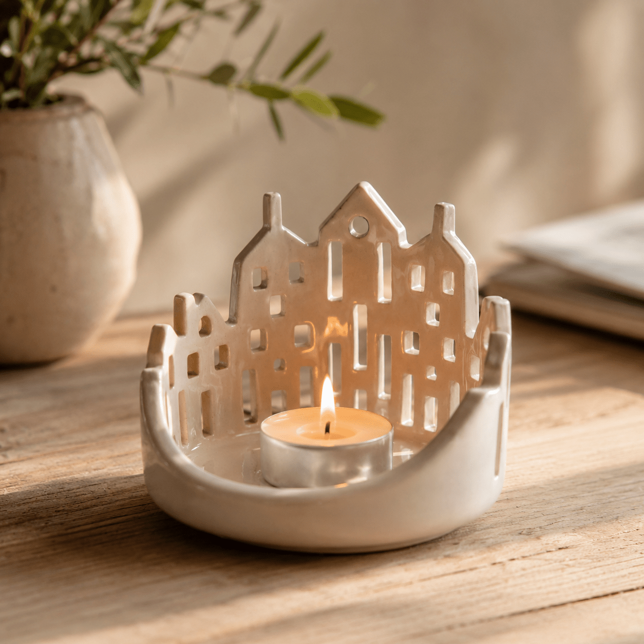 Cityscape Tea Light Holder - Living Room Decor, Unique Candle Holder