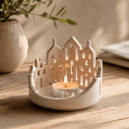 Cityscape Tea Light Holder - Living Room Decor, Unique Candle Holder