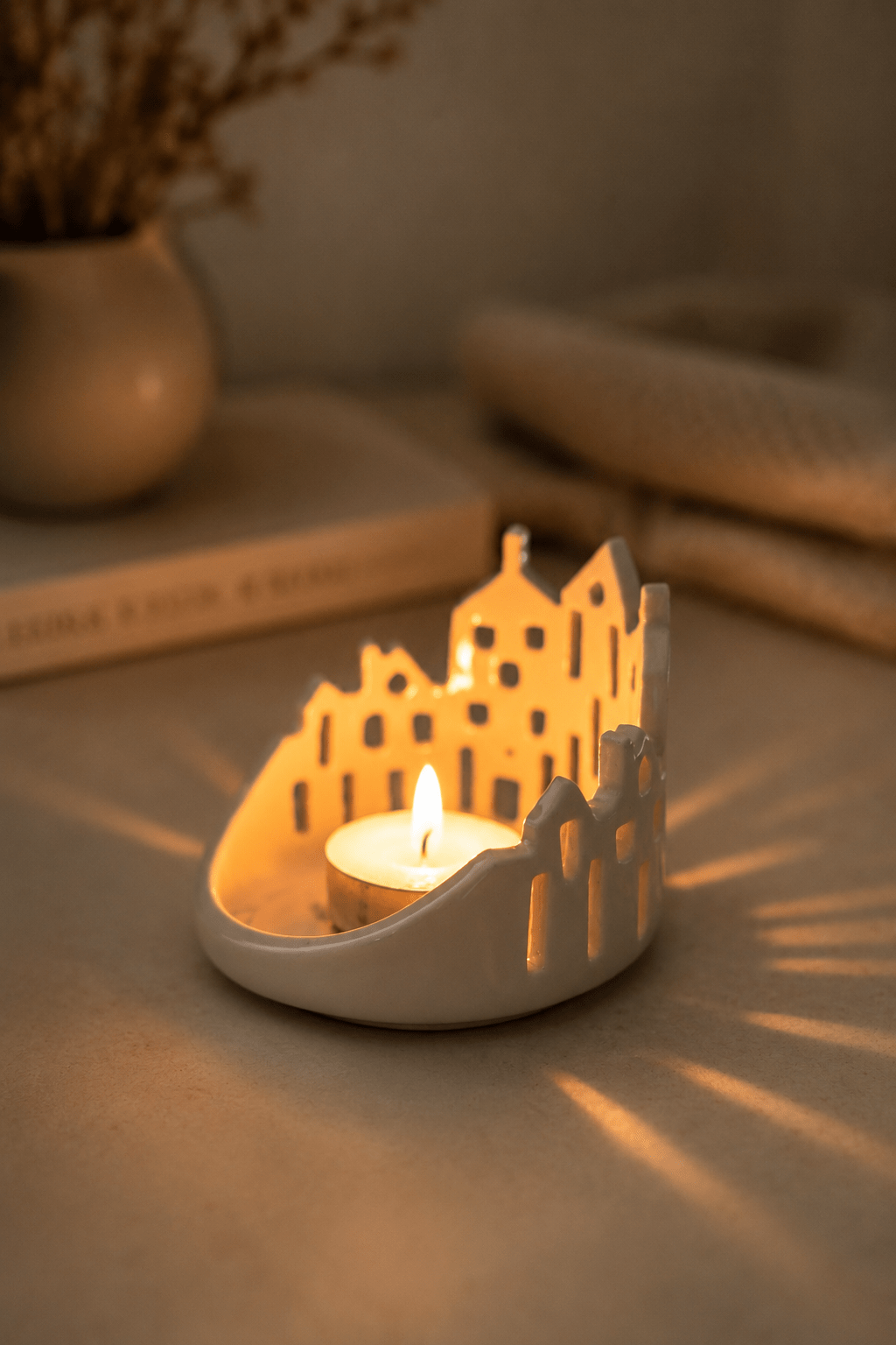 Cityscape Tea Light Holder - Living Room Decor, Unique Candle Holder
