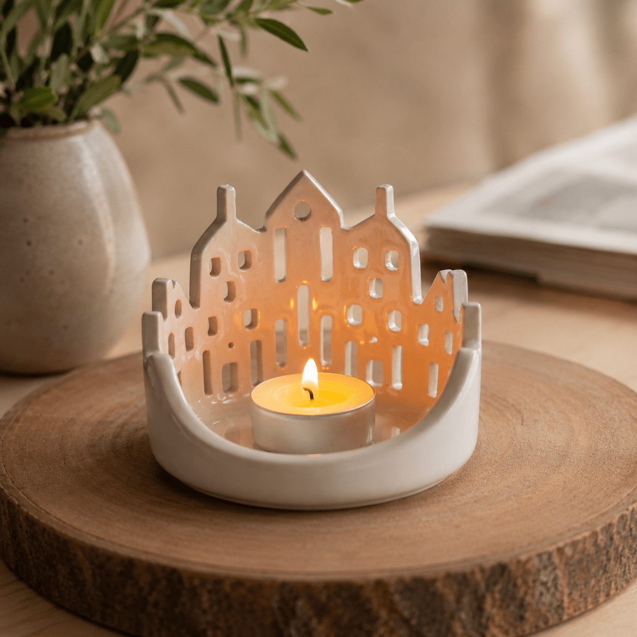 Cityscape Tea Light Holder - Living Room Decor, Unique Candle Holder