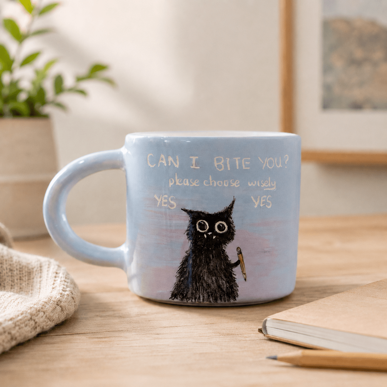 Cute Cat Mug – Ceramic Coffee Mug, Funny Mug, Cat Mom Gift, Whimsical Animal Lover Mug - Can I Bite You