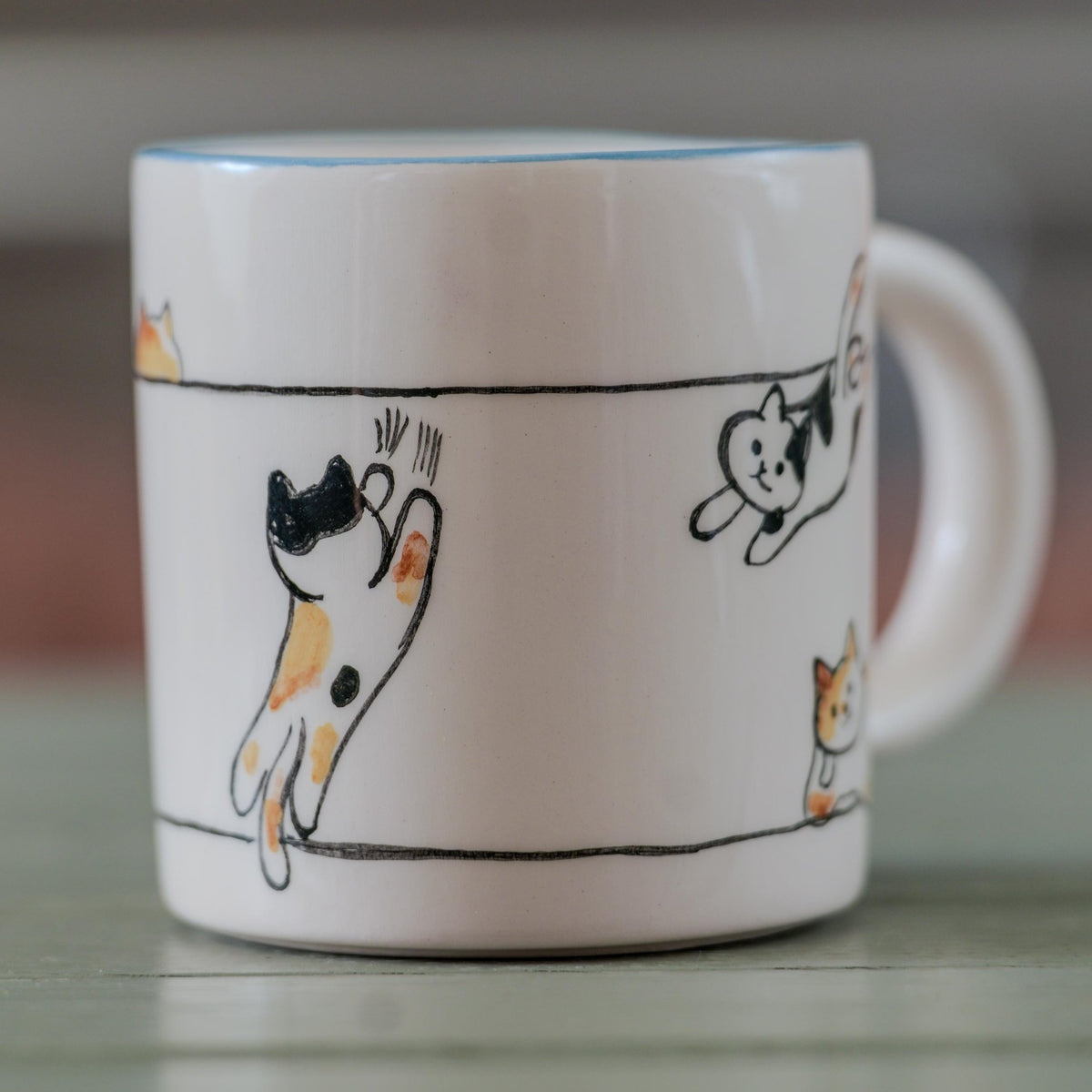 Cute Cat Mug – Handmade Ceramic Coffee Mug, Gift for Cat Lovers, Funny Kitty Cup, Cat Mom Gift, Whimsical Animal Lover Mug