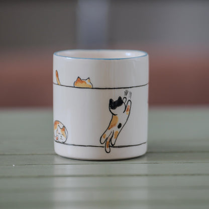 Cute Cat Mug – Handmade Ceramic Coffee Mug, Gift for Cat Lovers, Funny Kitty Cup, Cat Mom Gift, Whimsical Animal Lover Mug
