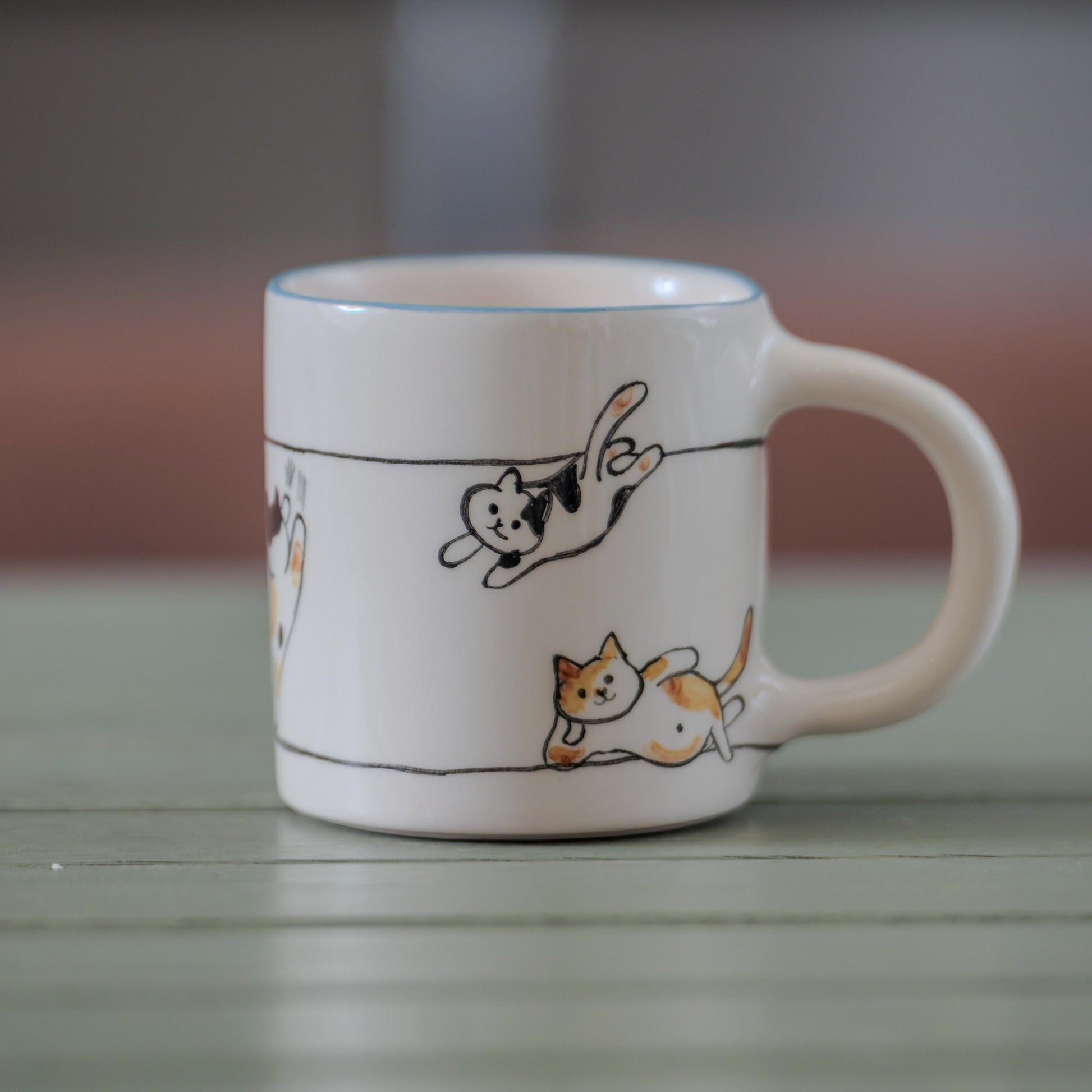 Cute Cat Mug – Handmade Ceramic Coffee Mug, Gift for Cat Lovers, Funny Kitty Cup, Cat Mom Gift, Whimsical Animal Lover Mug