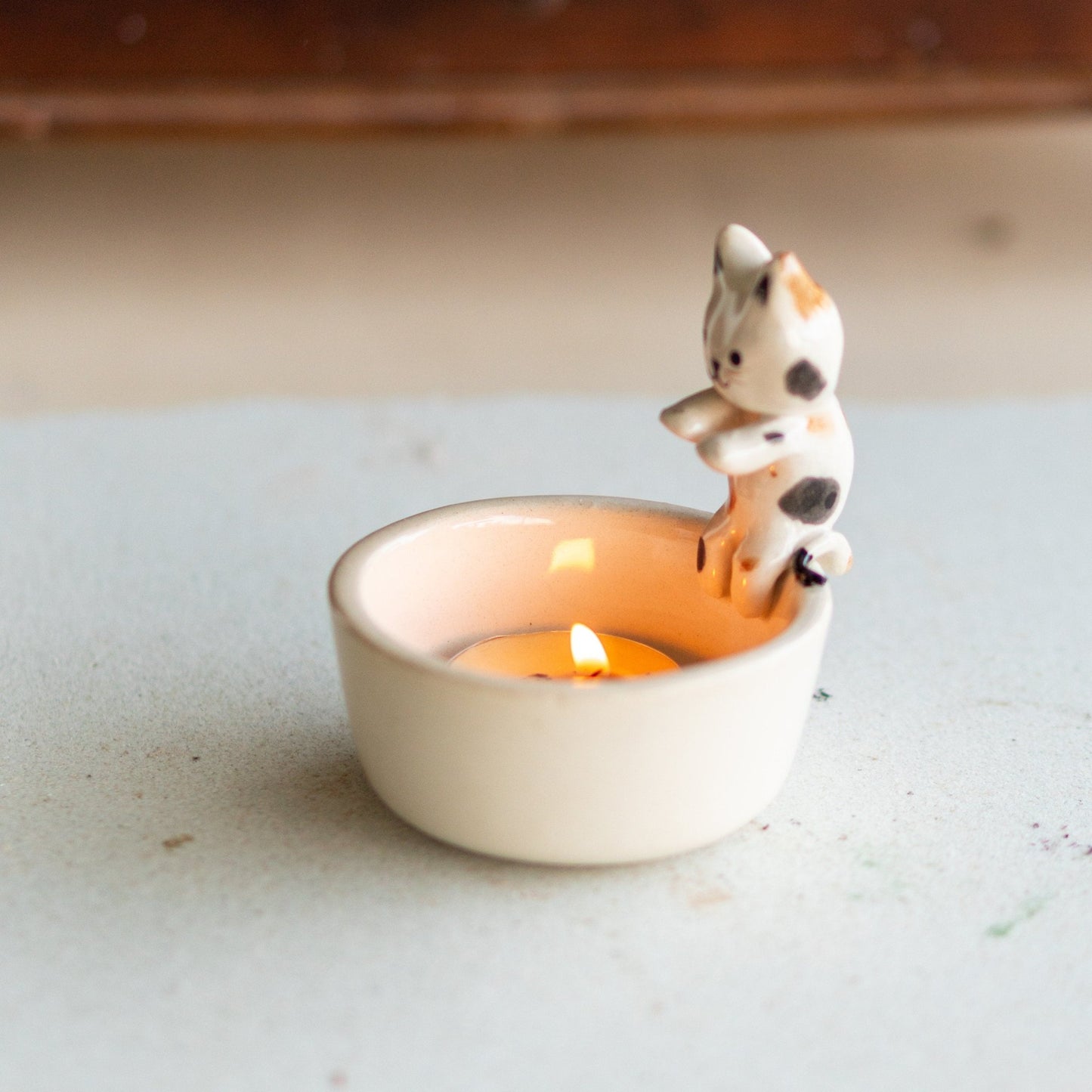 Cute Cat Tea Light Holder - Candle Holder, Handmade Candle Holder, Unique Valentines Day Gift