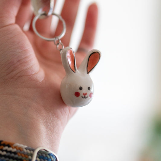 Cute Rabbit Key Chain - Handmade Key Rack, Animal Lover Gift, Custom Key Ring