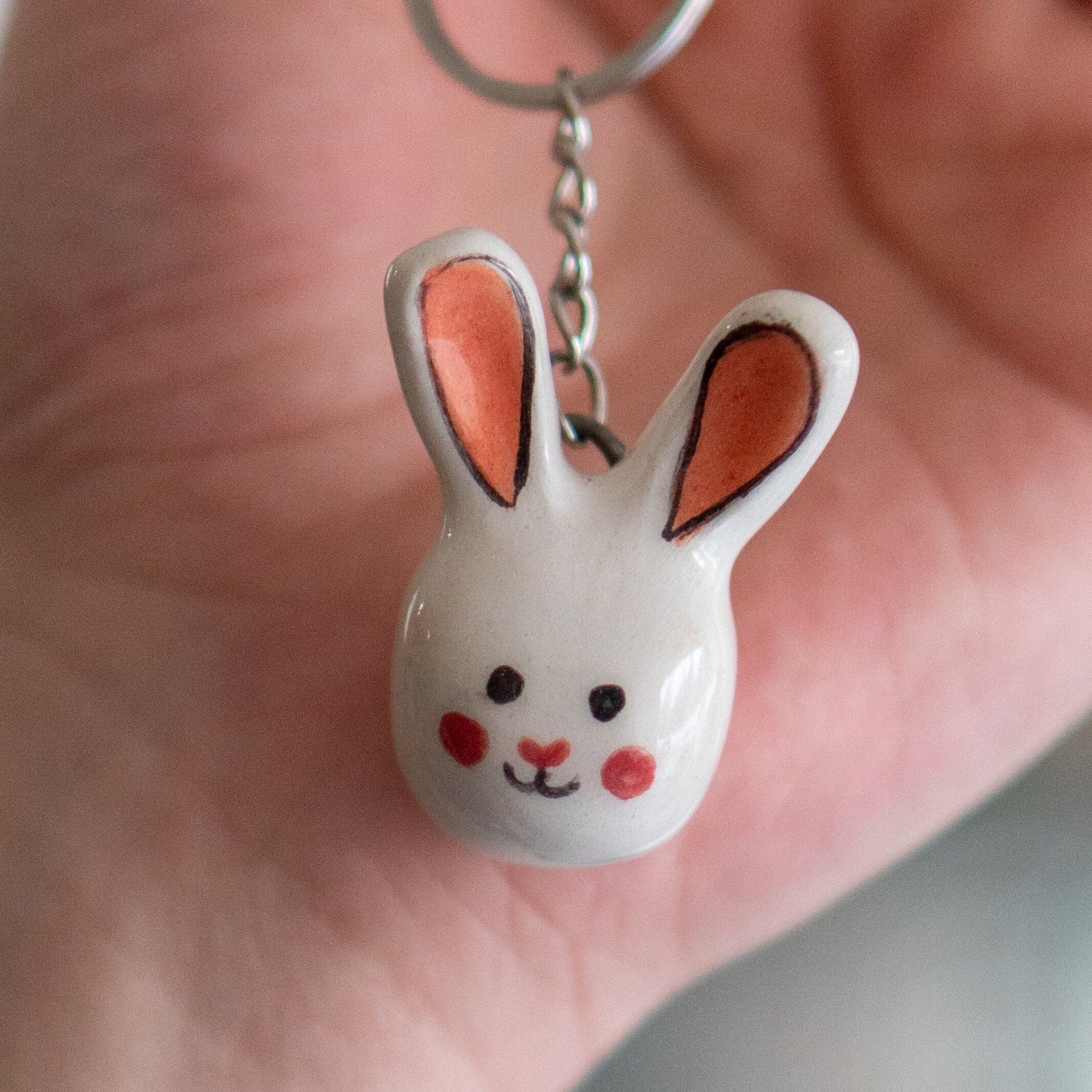 Cute Rabbit Key Chain - Handmade Key Rack, Animal Lover Gift, Custom Key Ring