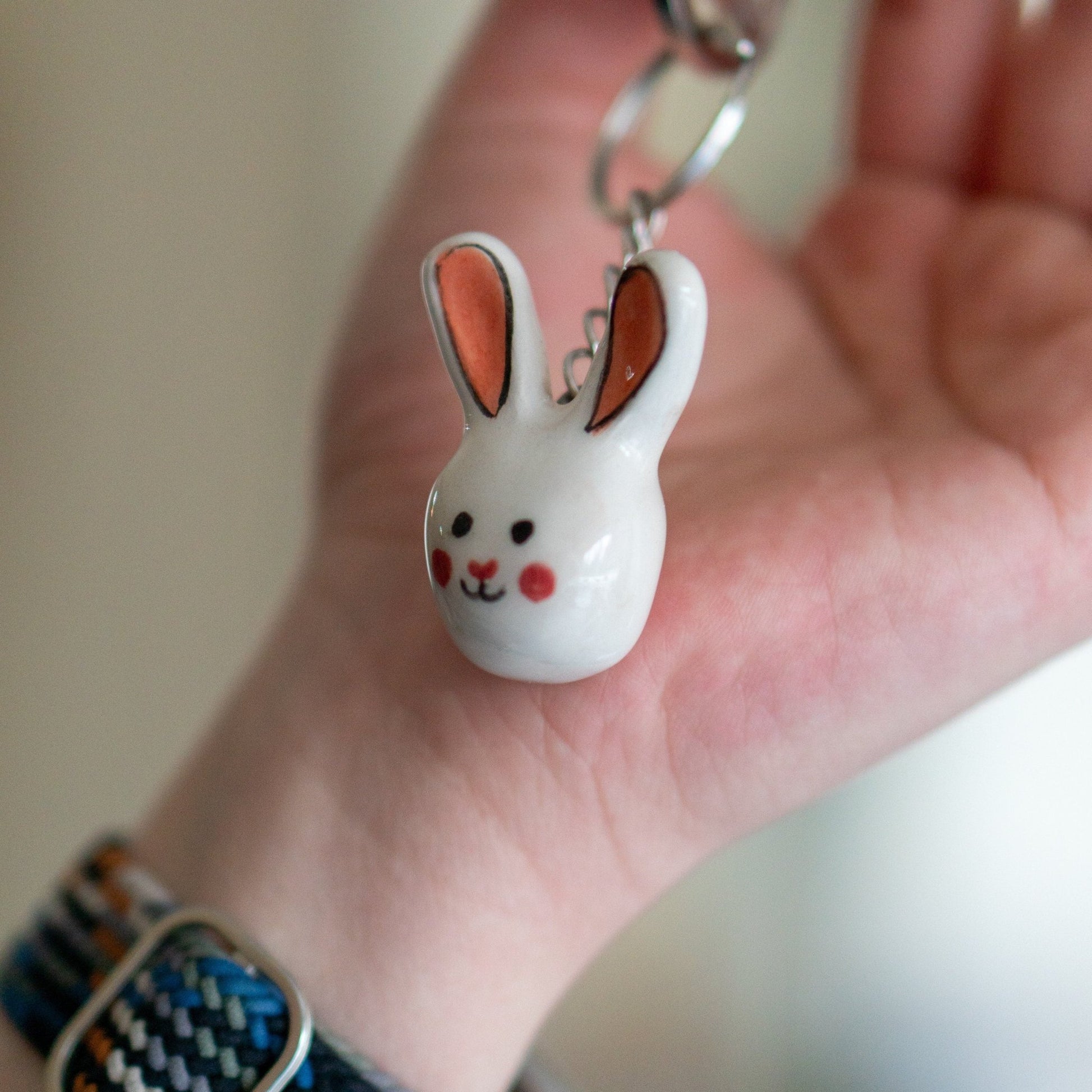 Cute Rabbit Key Chain - Handmade Key Rack, Animal Lover Gift, Custom Key Ring