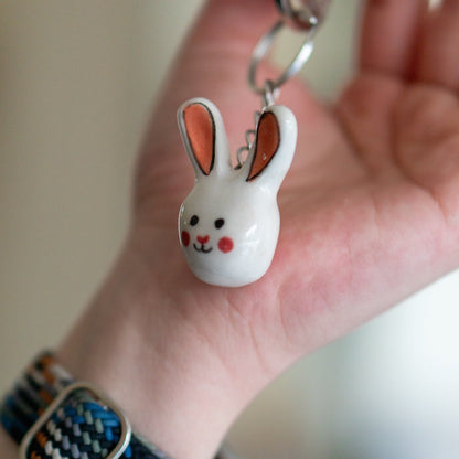 Cute Rabbit Key Chain - Handmade Key Rack, Animal Lover Gift, Custom Key Ring