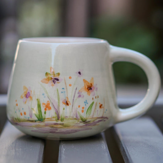 Cute Snail Mug - Cute Flowers Colorful Ceramic Mug, Handmade Coffee Mug