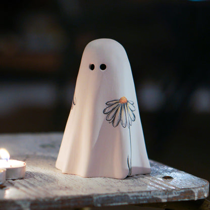 Floral Ghost Incense Holder: Handmade Ceramic Halloween Decor