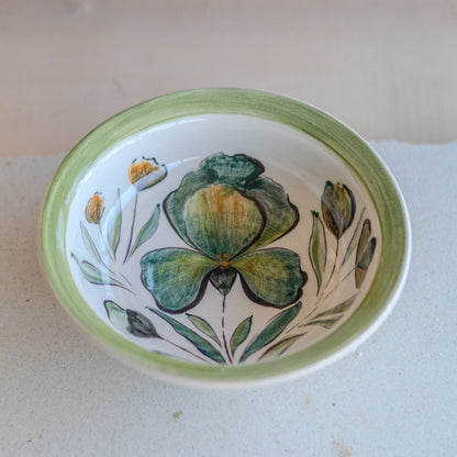 Flower Decorated Pottery Dinnerware, Handmade Ceramic Bowl