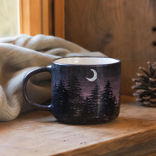 Red Sky at Night Shepherd's Delight - Forest Mug, Handmade Ceramic Coffee Mug