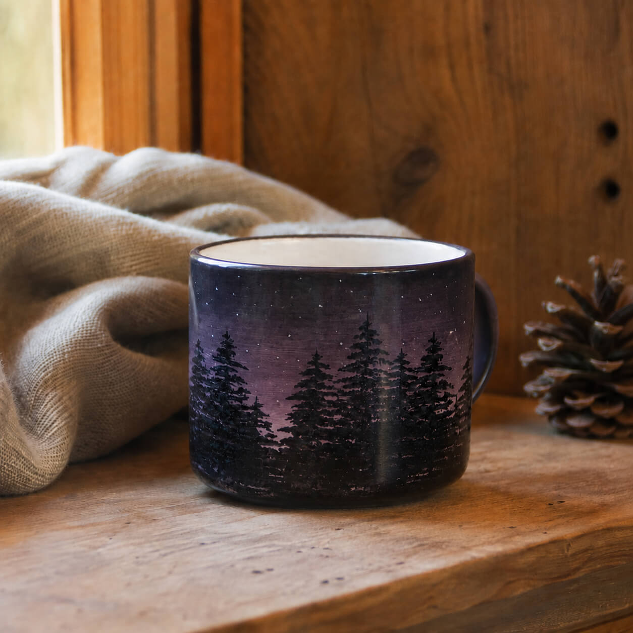Red Sky at Night Shepherd's Delight - Forest Mug, Handmade Ceramic Coffee Mug