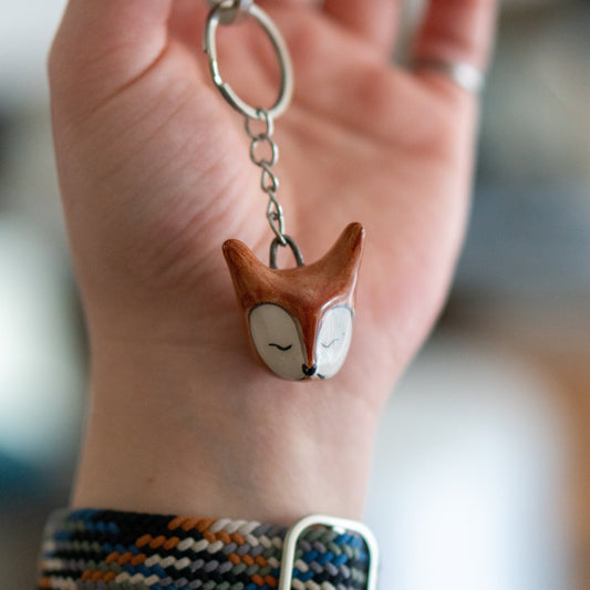 Fox Key Chain - Animal Figurine Key Holder, Handmade Gift for Animal Lover, Cute Gift Idea