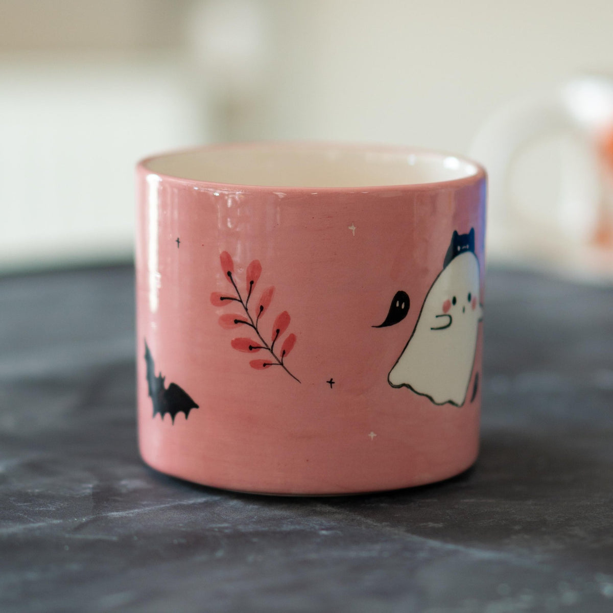 Ghost and Cat Mug - Cute Halloween, Handmade Ceramic Mug, Cute Witch Ghost