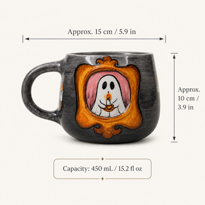Handmade Ghost Mug: Spooky Halloween Coffee Cup, Gothic Decor