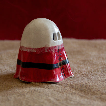 Ghost Incense Burner Christmas, Handmade Ceramic Tea light Holder, Santa Christmas Gift