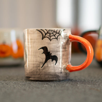 Ghost Killing Pumpkin, Funny Halloween Mug, Pottery Mug, Fall Coffee Mug