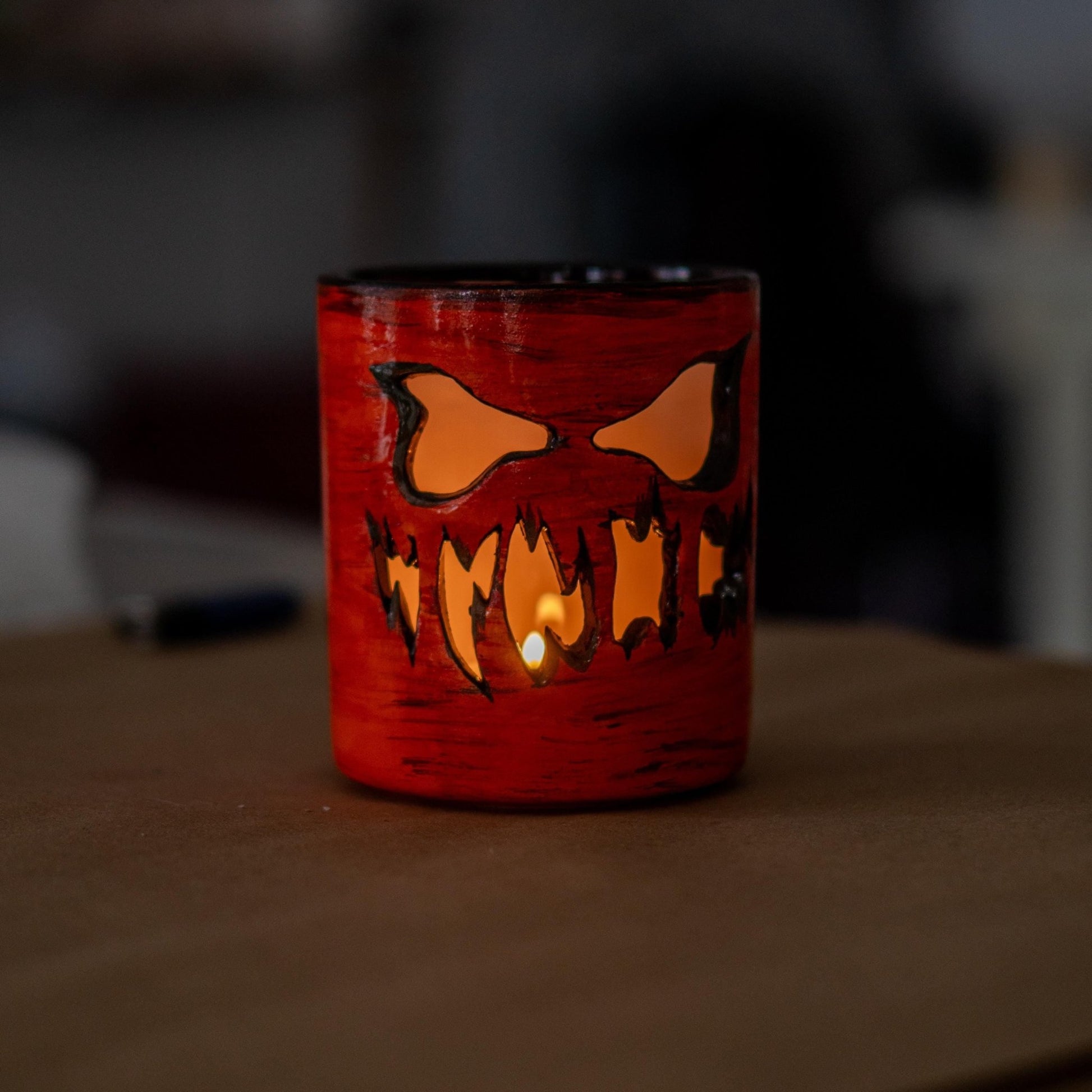 Gothic Ceramic Tea Light Holder: Horror Decor Gift