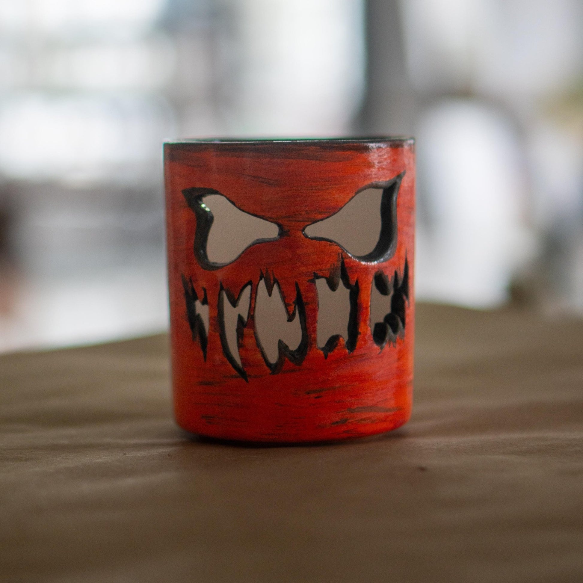 Gothic Ceramic Tea Light Holder: Horror Decor Gift