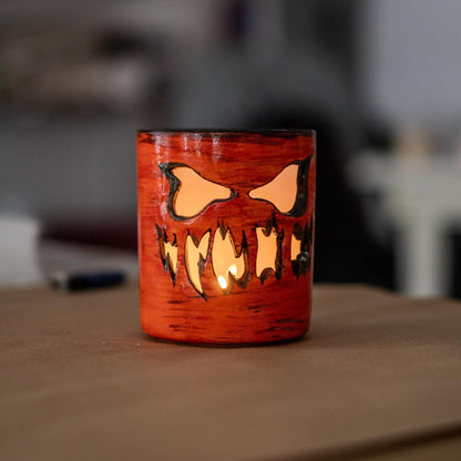 Gothic Ceramic Tea Light Holder: Horror Decor Gift