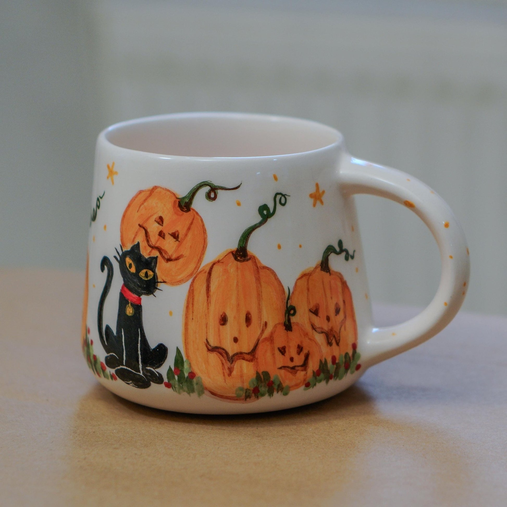 Halloween Cat Mug: Pumpkin & Witchy Design, Seasonal Gift