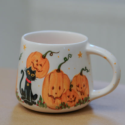 Halloween Cat Mug: Pumpkin & Witchy Design, Seasonal Gift