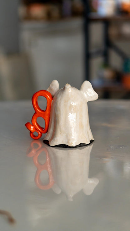 Halloween Ghost and Coffee Mug, Ceramic Ghost Mug, Funny Halloween Mug