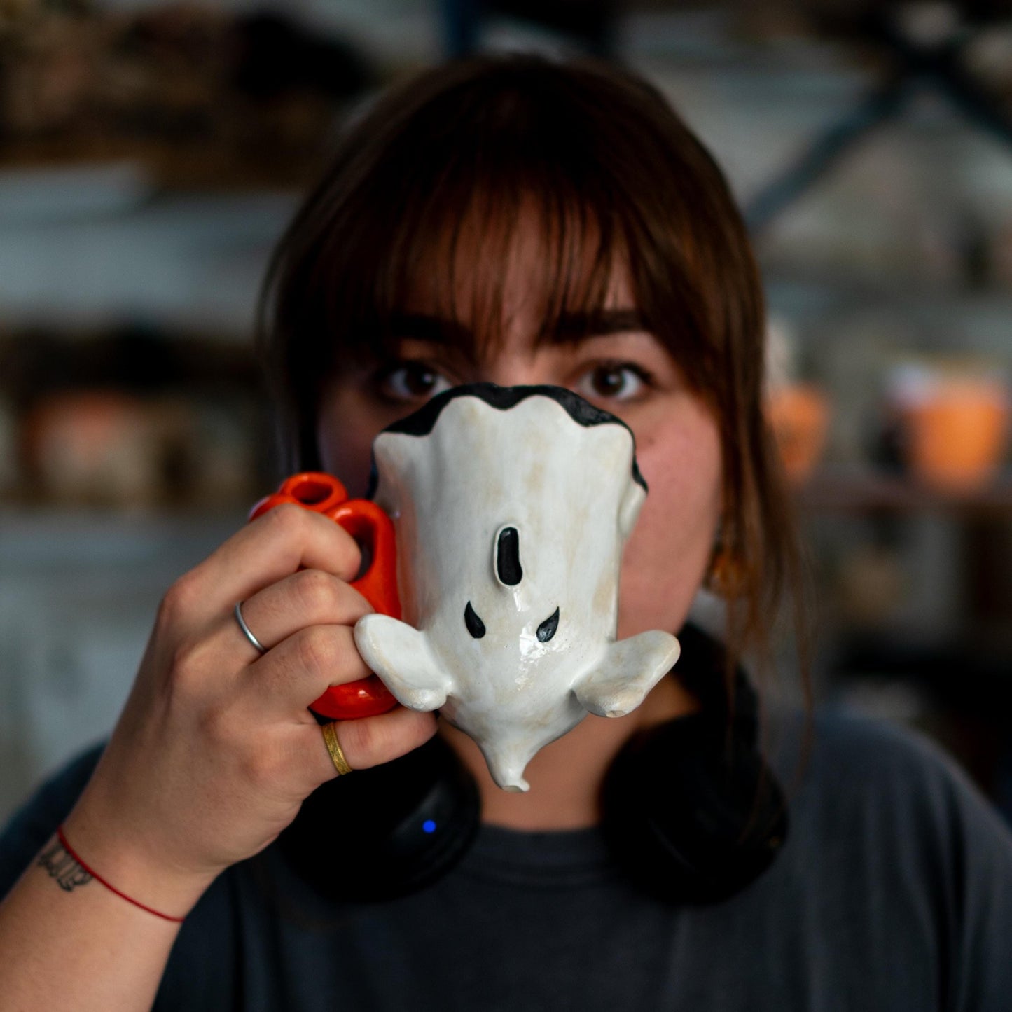 Halloween Ghost and Coffee Mug, Ceramic Ghost Mug, Funny Halloween Mug