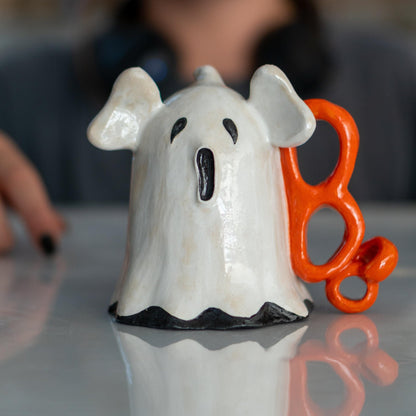 Halloween Ghost and Coffee Mug, Ceramic Ghost Mug, Funny Halloween Mug
