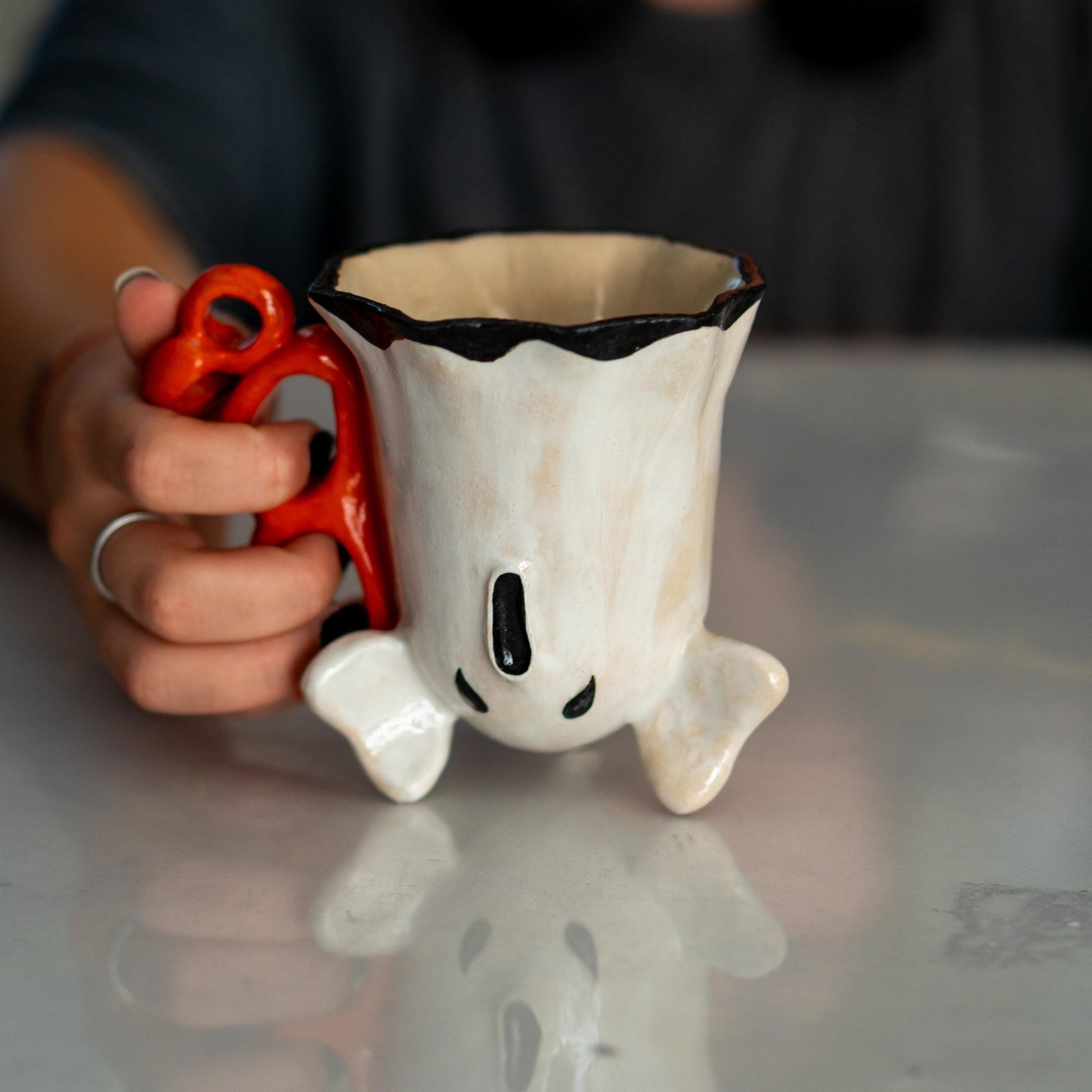 Halloween Ghost and Coffee Mug, Ceramic Ghost Mug, Funny Halloween Mug