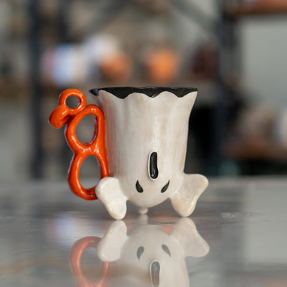 Halloween Ghost and Coffee Mug, Ceramic Ghost Mug, Funny Halloween Mug