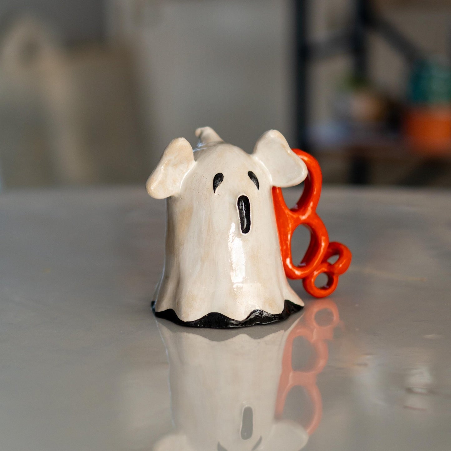 Halloween Ghost and Coffee Mug, Ceramic Ghost Mug, Funny Halloween Mug