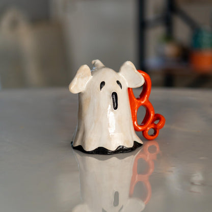 Halloween Ghost and Coffee Mug, Ceramic Ghost Mug, Funny Halloween Mug