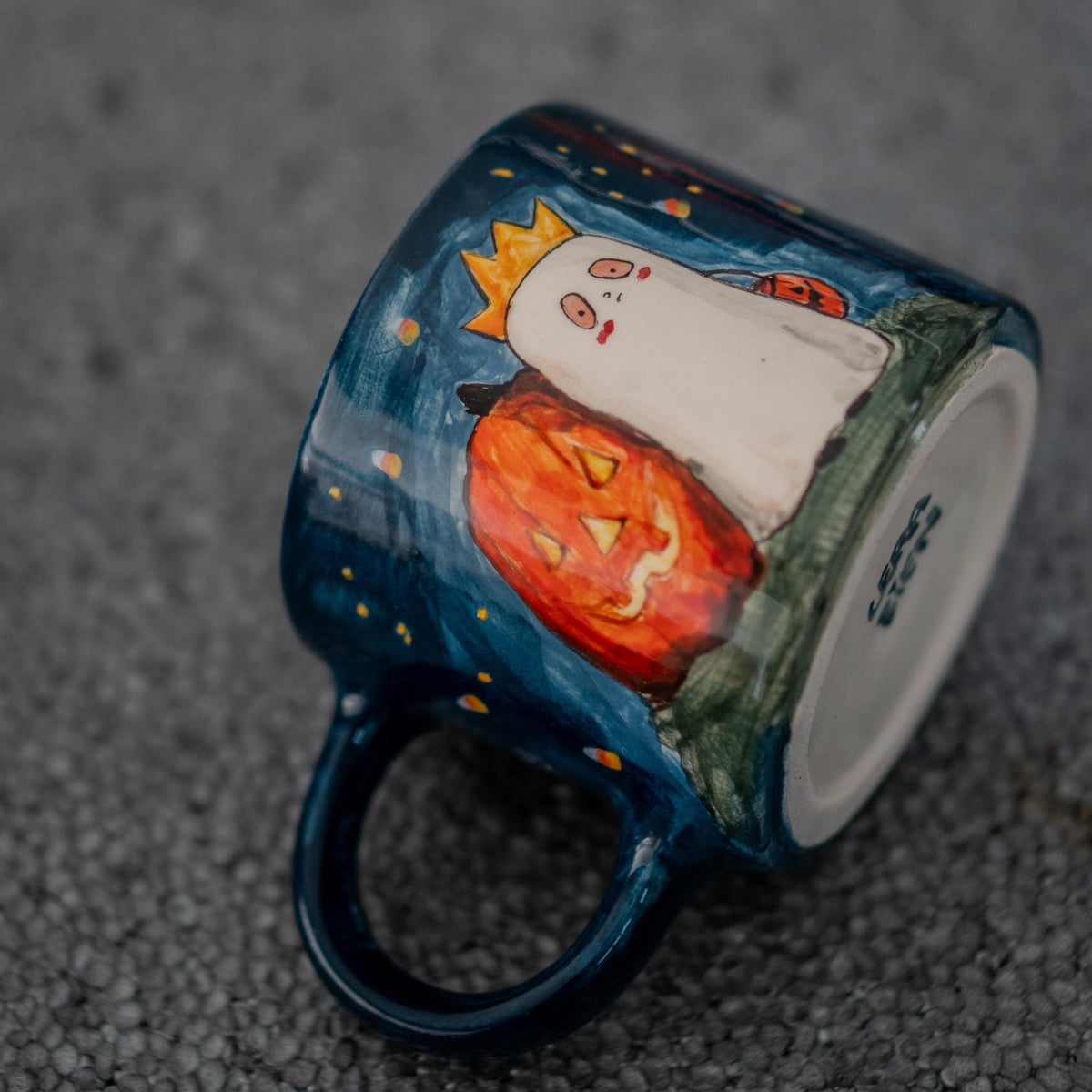 Halloween Ghost Mug - Pumpkin Mug, Ceramic Coffee Cup, Fun Spooky Decor, Unique Fall Gift