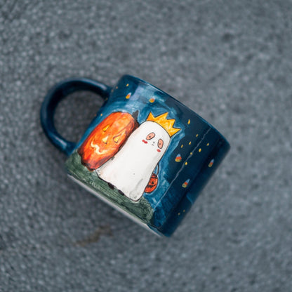 Halloween Ghost Mug - Pumpkin Mug, Ceramic Coffee Cup, Fun Spooky Decor, Unique Fall Gift